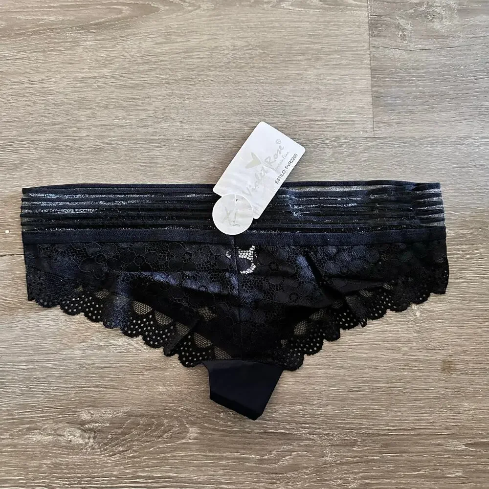 Black Lace Thong Panties Underwear NEW WITH TAGS Size XL